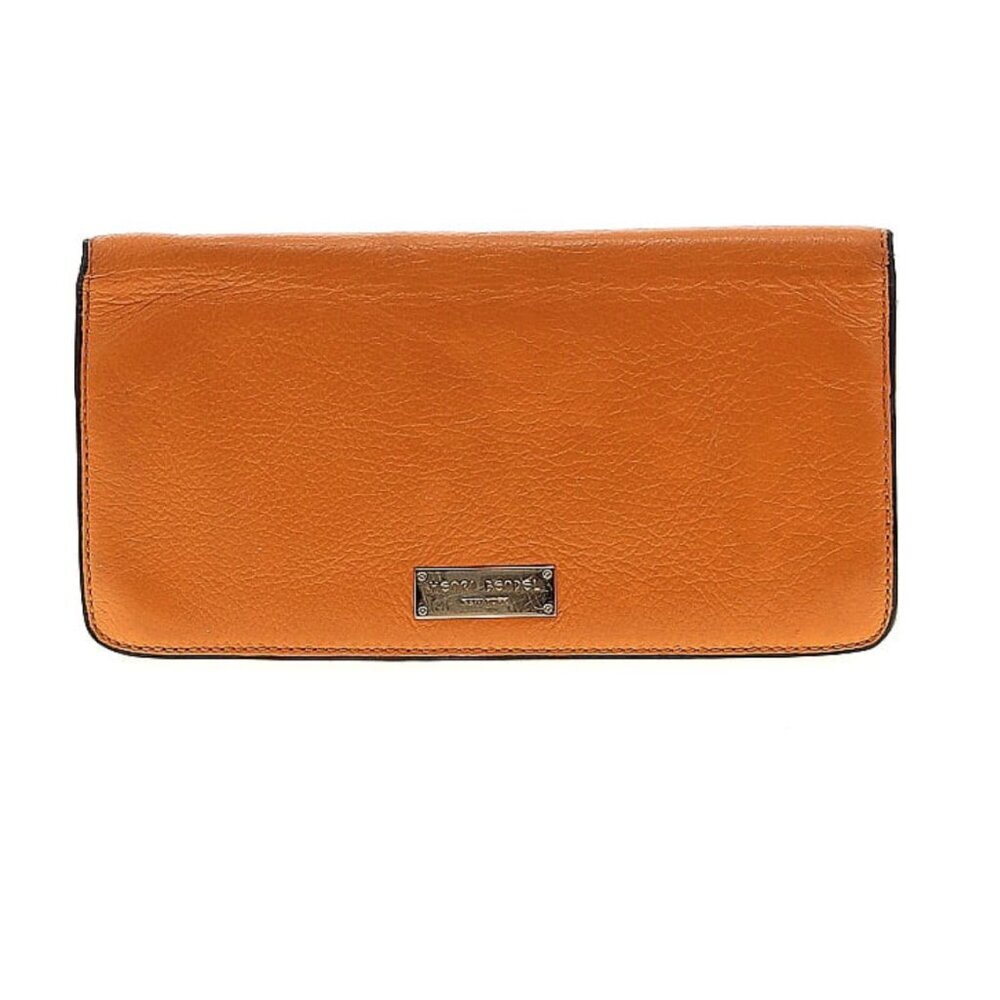 Henri Bendel Leather Wallet Cognac Tan Snap Closure Zipper Coin Pocket